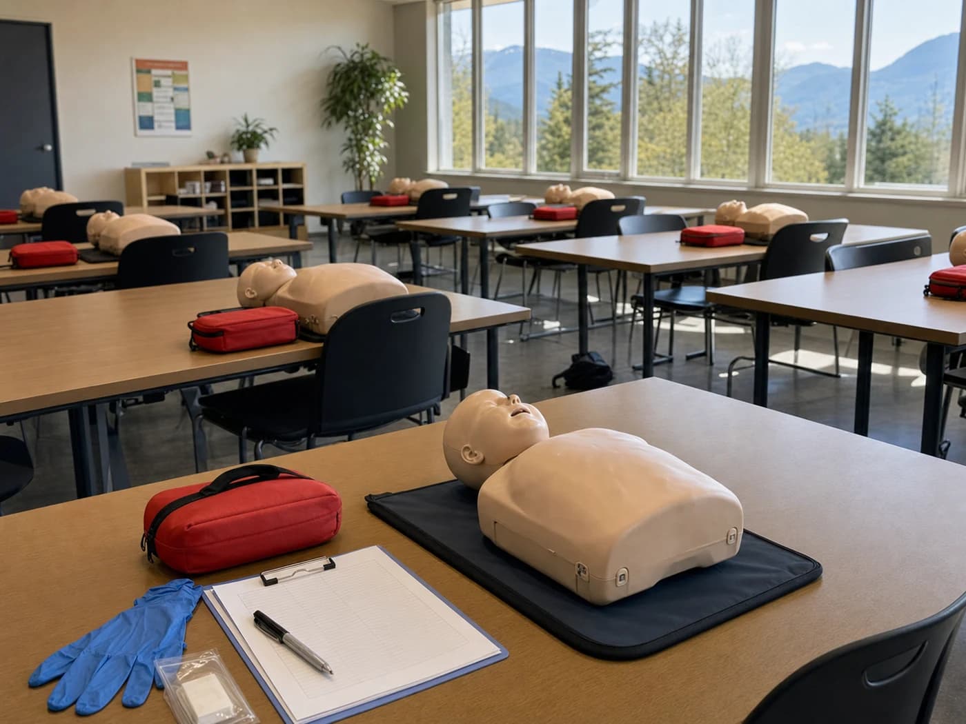 First aid classroom prepared for training